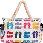 Beach Bag and Pool Bag Has Cooler Pocket, 7 Pockets Total, Zip Top. Family Size Waterproof Beach Tote