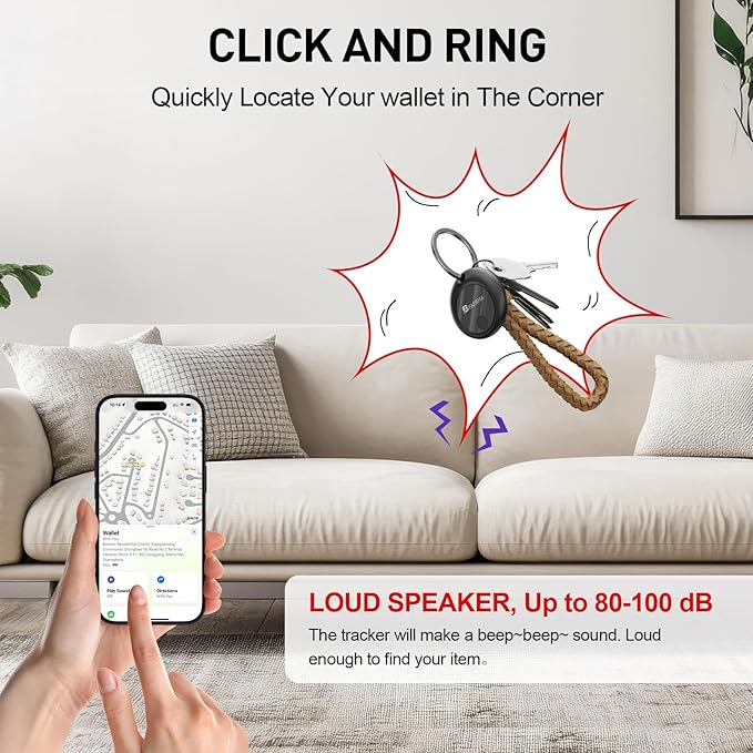 2026 [Apple MFi Certified] (iOS Only) Bluetooth Tracker Smart Finder for Apple Find My iPhone Keys Finder GPS Tracker, 5-10 Years Staying Power, Keys Finder and Item Locator for Wallet, Bags, Passport