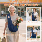 Tomkas Small Dog Cat Sling Carrier Puppy Purse Travel Wrap Soft Crossbody Pet Bag (Dark Blue, M - Classic Pocket & Classic Strap)