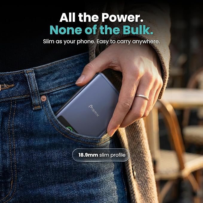 10K Magnetic Power Bank, Blue, Qi2 Certified 15W Wireless Charger, LCD Display, Solid-State Battery for Safer Travel, Ultra-Slim USB-C Fast Charging Portable Charger for iPhone 17/16/16