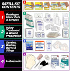 Rapid Care 4-Shelf First Aid Refill Kit - 1033 Piece OSHA & ANSI Compliant First Aid Cabinet Refill, Serves 150+ People, Color-Coded Workplace, Office & School First Aid Supplies