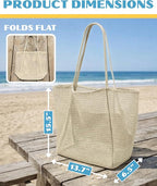 Beach Tote Bag for Women – Waterproof Mesh Tote Bag, Large Capacity Sandproof Beach Bags for Travel