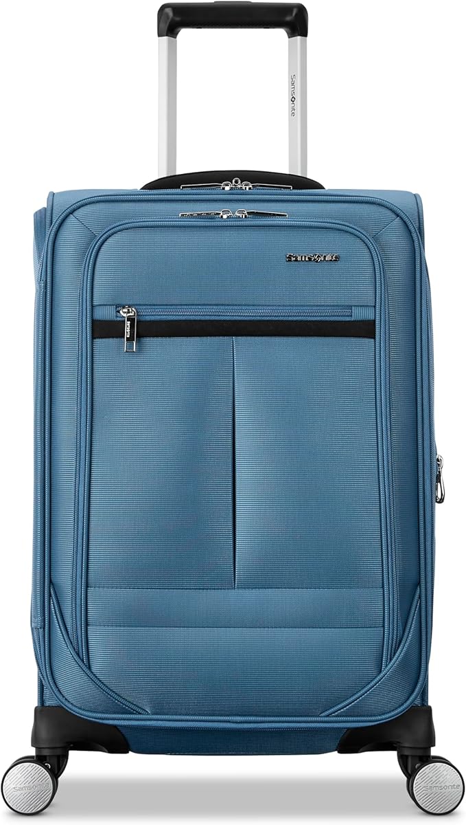 Samsonite Carry-On Soft-Sided Expandable 21-Inch Element Suitcase: Airline Approved for Most Major Airlines, Durable, 360° Spinner Wheels, Adjustable Handle, 2 Front & Side Pocket- CAPTAINS BLUE