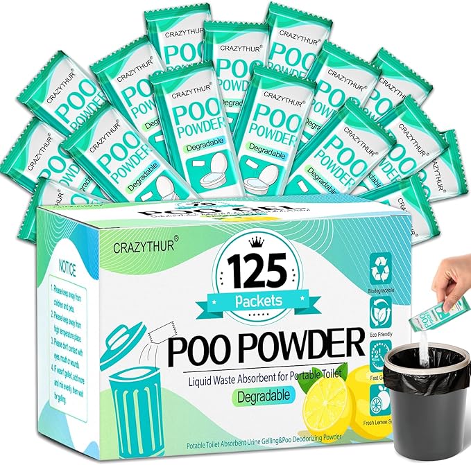 Portable Toilet Gel, Poo Powder for Portable Toilet, Camping Toilet Gel, Pee Powder, Portable Toilet Powder for Outdoor Camping and Hiking Toilet Gel Powder