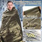 SecuCaptain Survival Emergency Thermal Blankets: Extra Large 84” x63” Space Mylar Blanket Kit for Outdoor Cold Winter Camping Hiking Car Bug Out Bag or First Aid - 10 Pack Amy Green