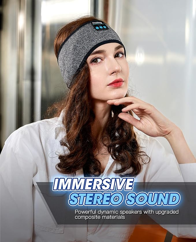 Perytong Sleep Headphones Wireless, Bluetooth Sports Headband Headphones with Ultra-Thin HD Stereo Speakers Perfect for Sleeping,Workout,Jogging,Yoga,Insomnia, Air Travel(Carbon Grayblack)
