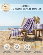 LANE LINEN Beach Towels 4 Pack Oversized - Turkish Towel Set, Pre-Washed Oversized Beach Towel, Quick Dry Beach Towels for Travel, Beach Towel Large, 39"x71" - Regal Orchid