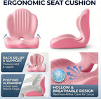 Ergonomic Seat Memory Foam Support Cushion for Back, Car Seat Back Support Cushion for Sciatica Tailbone Pain, Office Desk Chair Car Travel Seat Cushion (Pink)