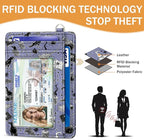 Yonlevres Credit Card Holder Slim Wallet, Magic Goth RFID Wallet Women Front Pocket Small Card Holder Travel Cute Funny Thin Card Case ID Window PU Leather RFID Blocking Card Organizer Gifts Girls
