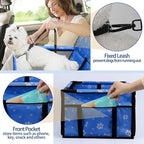 Dog Car Seat Foldable Dog Car Booster Seat Waterproof Breathable Oxford Travel Bag for Small to Medium Dogs, Puppies, and Pets-Pattern Blue-Upgrade