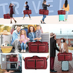 Fmeida 65L Duffle Bag with Shoes Compartment, Foldable Travel Duffel Bags for Men Women, Large Packable Travel Bag Water Repellent & Tear Resistant (Red)