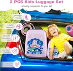 Goplus 2PC Kids Luggage, 12" & 16" Kids Carry On Luggage Set with 4 Spinner Wheels, Lightweight Rolling Spinner Suitcase for Children Toddlers Boys and Girls Travel