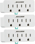 2 Prong to 3 Prong Outlet Adapter Converter (3-Pack) 3 Grounding Plug White, Turn 2-Prong Outlet to 3 Ground Outlets, ETL Listed Fireproof 395°F Resistant