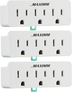 2 Prong to 3 Prong Outlet Adapter Converter (3-Pack) 3 Grounding Plug White, Turn 2-Prong Outlet to 3 Ground Outlets, ETL Listed Fireproof 395°F Resistant