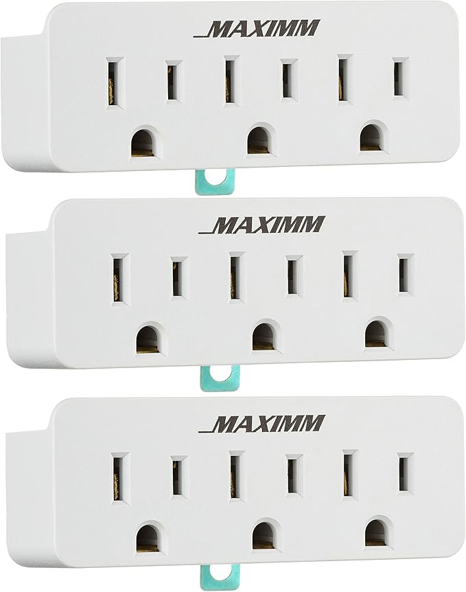 2 Prong to 3 Prong Outlet Adapter Converter (3-Pack) 3 Grounding Plug White, Turn 2-Prong Outlet to 3 Ground Outlets, ETL Listed Fireproof 395°F Resistant