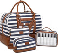 Wogarl 4PCS Weekender Bags for Women Large Overnight Weekend Travel Duffel Carry on Shoulder with Shoe Compartment Canvas Toiletry Bag for Travel Business Gym