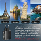 European USB C Charger, 55W European Travel Plug Adapter 4-Port USB C Fast Charging Block US to Europe Plug Adapter Type C Power Adaptor for iPhone 17 16 15 14 13 12 11 Pro Max X 8, Galaxy, Android