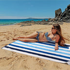 Bornbay Cotton Oversized Beach Towel - Extra Large 40"X70" Plush Thick Pool Towel, XL Fluffy Multi Blue Beach Towels Stripe Swimming Towel for Adults Mens Women