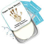 BORSALI Paper Soap Sheets for Traveling - Portable Paper Hand Soap for Hiking, Camping, Public Restrooms - Dissolvable Travel & Backpacking Gear - 1 Case with 50 PIeces and 3 Refills To Go;