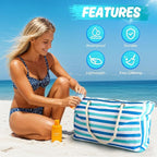 SRISE Large Beach Bag for Women & Men, Beach Bags Waterproof Sandproof, Travel Tote Bag, Swim Pool Bag for Family Outdoor