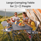 Join Nature Portable Outdoor Camping Table Large for 2-6 Person - Foldable Camp Table with Aluminum Roll-Up Top & Carry Bag for BBQ, Tailgating, Backyard, 220 Lbs Capacity, Stable & Sturdy (Black)