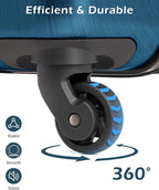 Coolife Expandable Large Checked Luggage Hardside PC+ABS Suitcase with TSA Lock, Lightweight Rolling Carry On with Spinner Wheels(Caribbean Blue, 28in)