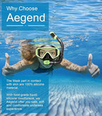 Aegend Snorkeling Gear for Adults Youth Kids, Snorkel Mask with Top Dry Valve - Panoramic View Anti-Leak and Anti-Fog with Mesh Bag for Snorkeling, Scuba Diving, Freediving & Swimming