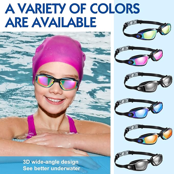 Flutesan 6 Pack Swim Goggles for Adult Anti Fog Swimming Glasses with Ear Plugs Nose Clip No Leaking Full Protection Goggles
