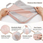 2 Set Compression Packing Cubes for Travel Essentials,Compressible Expandable Packing Cubes for Suitcase,OlarHike Luggage Organizer Bags for Travel,Handy Helper for Organizing Clothes(Beige)