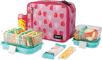 PackIt Freezable Classic Lunch Box, Sweet Strawberry, Built with EcoFreeze Technology, Collapsible, Reusable, Zip Closure With Zip Front Pocket and Buckle Handle, Designed for Fresh Lunch On the Go