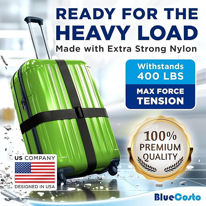 Luggage Straps for Suitcases - TSA Approved - Black, 20 PK - Bulk Multipack Premium Nylon Belts for Suitcase, Briefcase & Travel Bag - Adjustable Strap Length 46" - 78"