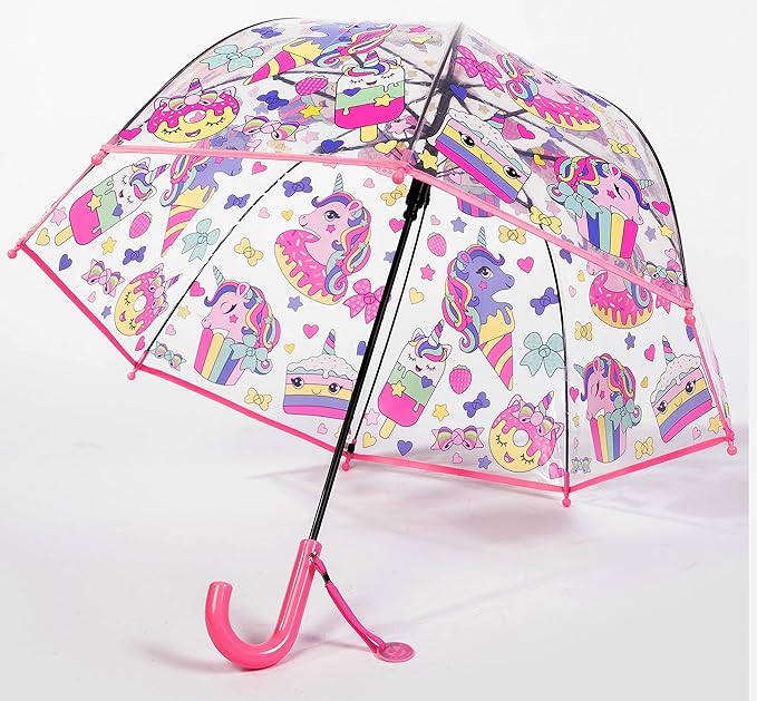 MRTLLOA Kids Clear Bubble Umbrella with an Easy Grip Curved Handle, Safety Transparent Dome Bubble Umbrella for Toddler Boys Girls