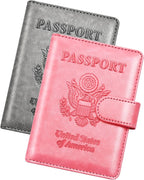 Herain Passport Holder for Travel Essentials, 2 Pcs Passport Cover Wallet Case Travel Gifts Women Men Family, RFID Passports Book Card Holders Travels Cruise Accessories Must Haves