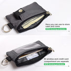 CHENSPRX Minimalist RFID Blocking Small Wallet with ID Window,WaterResistant Zip Id Case Wallet with Lanyard Keychain for Cards,Cash,Travel,Women,Men
