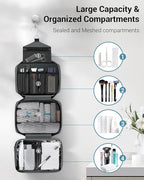 Maliton Toiletry Bag for Men & Women Travel Toiletry Bag Hanging Toiletry Bag Hygiene Organizer with 4 Compartments Waterproof Bathroom Shower Bag Large Toiletries Travel Bag (Gray)