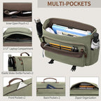 ESTARER Men's Messenger Bag 17.3 Inch, Water-resistant Canvas Laptop Bag, Computer Shoulder Bag for College Travel Work, Army Green