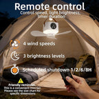 Battery Operated Ceiling Fan&desktop fan 11" PortableCamping RV Tent Fan with Light & Remote - Hanging & desktop Rechargeable Remote Fans for Gazebo Patio Canopy BeachDormitory Bedroom