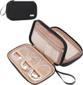 NISHEL Travel Cord Organizer Case, Double Layers Tech Electronic Bag, Essentials for Charger, Cable, Phone, Flash drive, Medium, Black