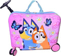 Fast Forward Bluey Girls Ride-On 18" Suitcase for Kids/Tow-Along Toddler Carry-On Luggage with Wheels