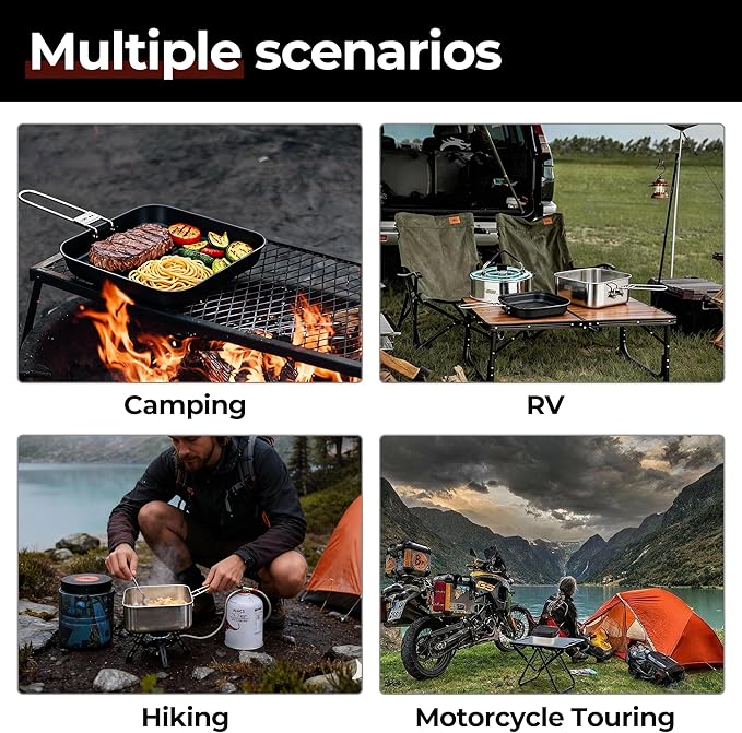 Alocs Camping Cookware Set - Lightweight Camping Pots and Pans - Portable Outdoor Cookware with Kettle - Camping Cookware Mess Kit for 2