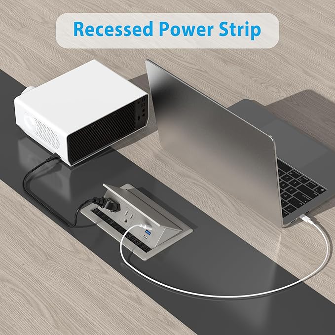 Table Power Outlet Hub PD20W USB-C Fast Charging Station, Recessed Outlet with 2AC Outlets and USB Ports for Conference Room Kitchen Countertop