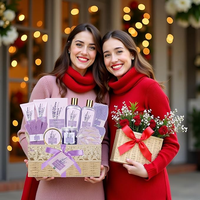 Mothers Day Gifts for Women, Spa Kit, Self-Care Set, Spa Gifts for Women Bath and Body Lavender Honey Gift Set, Spa Gift Basket for Self Care, Relaxing Bath Sets, Grandma, Girlfriend, Sister