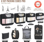 Veken 10 Set/8 Set Packing Cubes for Travel Essentials, Suitcase Organizer Bags in 4 Sizes, Carry-On Luggage Accessories with Laundry Bag & Passport Holder, Airplane Must Have, Camp Gifts for Men