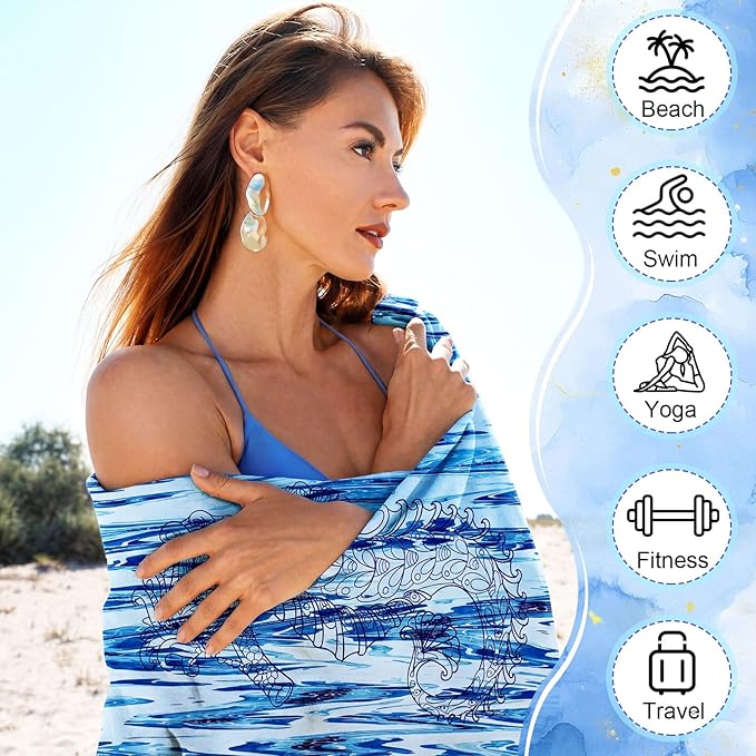 FuWeave 6 Pcs 72 x 36 Microfiber Oversized Beach Towels Large Absorbent Thin Compact Lightweight Sand Free Quick Dry Towels Pack for Travel Pool Yoga Gym Sports Beach Accessories