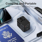 45W Universal Travel Adapter – Compact Plug with 3 USB-C & 2 USB-A Ports for EU/UK/US/AU, International Power Adapter Worldwide Charger, CE/FCC/RoHS Certified (White New)