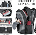 BIKROD Backpack for Men and Women, Extra Large School Backpacks for Teens, Water Resistant Back Pack Fits 17 Inch Laptop, Business Anti Theft Sturdy Computer Bag Gifts, Blackgrey