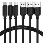SABRENT [3-Pack 22AWG Premium 6ft USB-C to USB A 3.0 Sync and Charge Cables [Black] (CB-C3X6)