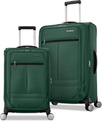 Samsonite 2-PC Soft-Sided 21/25” (Carry-On & Medium Checked), Lightweight Expandable Element Luggage Set: 2 Front Pockets & Side Pocket, Four Spinner Wheels, Adjustable Handle, Durable- Bistro Green