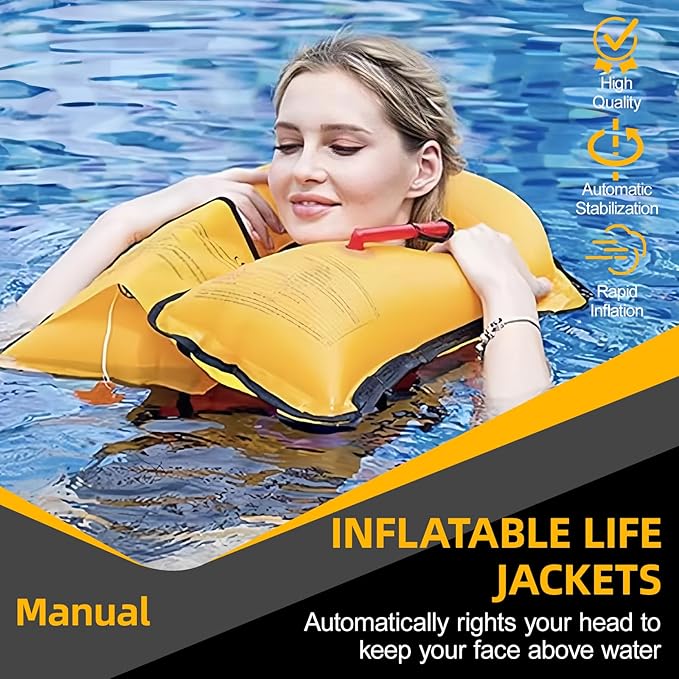Manual Inflatable Life Jacket| Inflatable PFD Vest Adult| Life Vest for Adults| Outdoor Water Sports| Supports up to 330 lbs|33g of Carbon Dioxide Cylinder