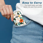 Credit Card Holder, Mini Aluminum Card Wallet RFID Blocking Slim Metal Hard Card Case for Women Men, Colorful Flowers